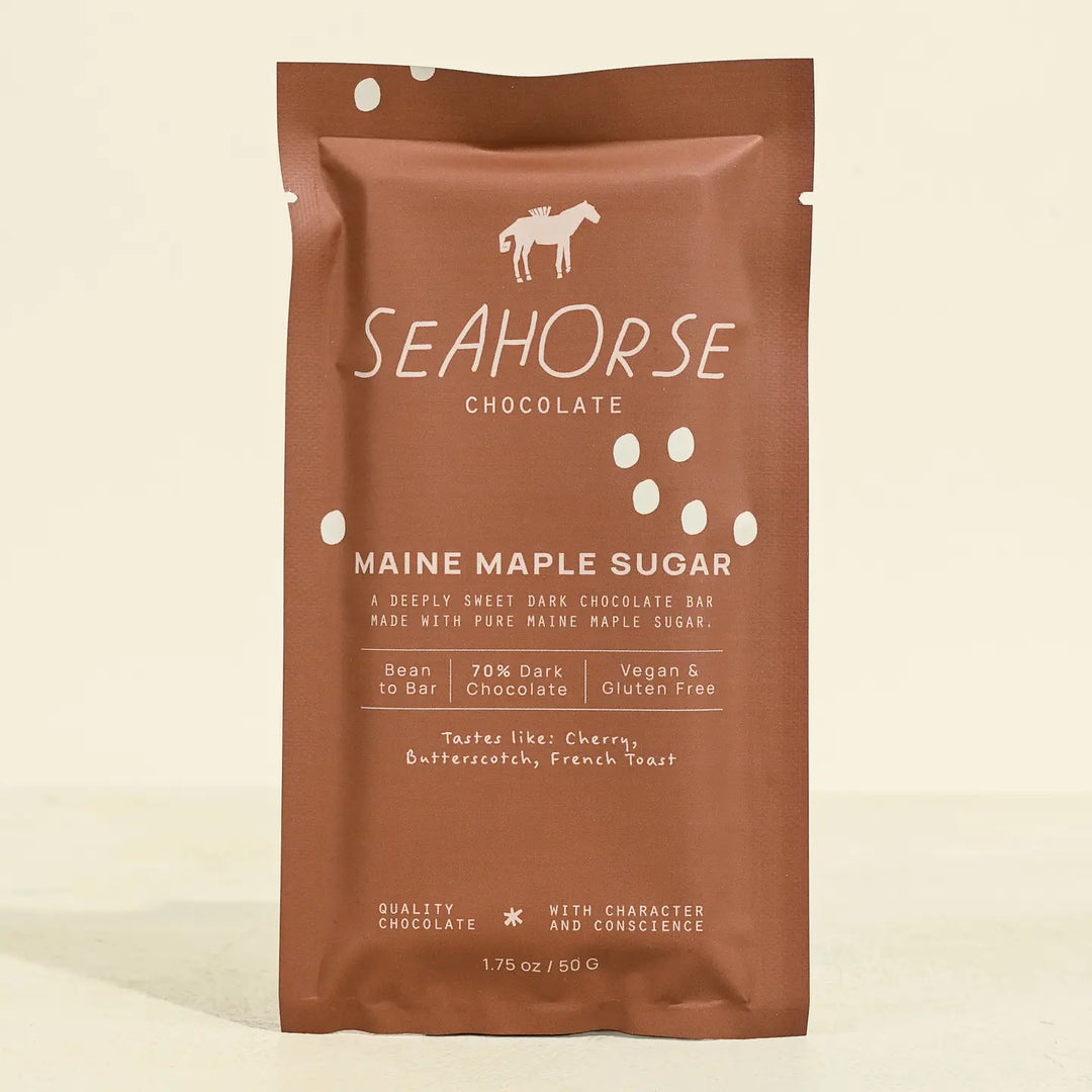 Seahorse Chocolate - Maine Maple Sugar 70% Dark Vegan Chocolate Bar