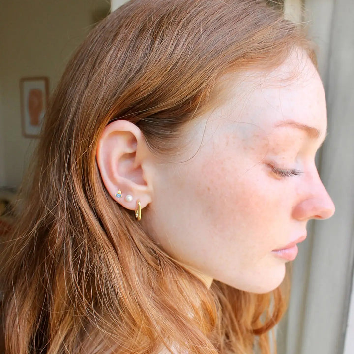 Kris Nations – Duo Stone Stud Earrings in 18K Gold Vermeil