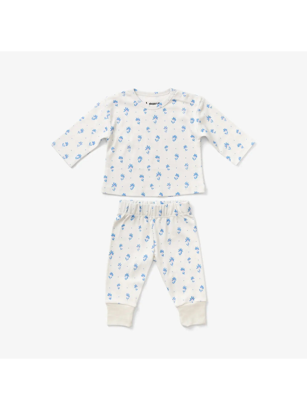Lewis – Baby Long Sleeve Tee in Flower Polka Dot Sky