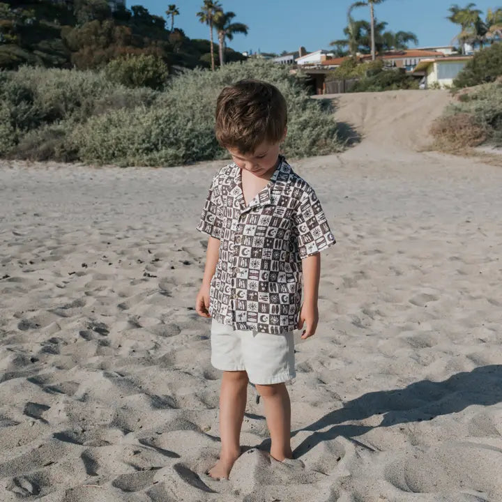 Forever French Baby – Short Sleeve Muslin Button Down in Summer Check