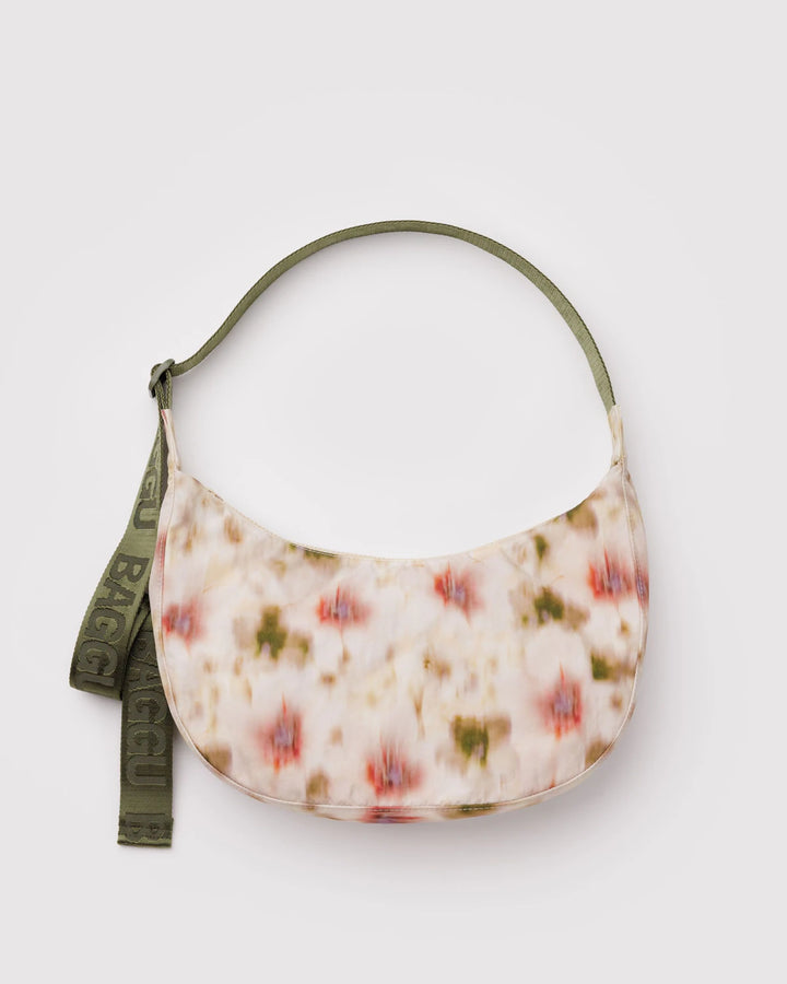 BAGGU - Medium Nylon Crescent Bag in Abatract Floral