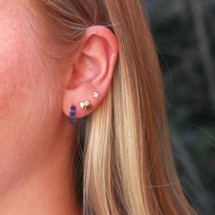 Kris Nations – Blue Lapis Huggie Hoop Earrings