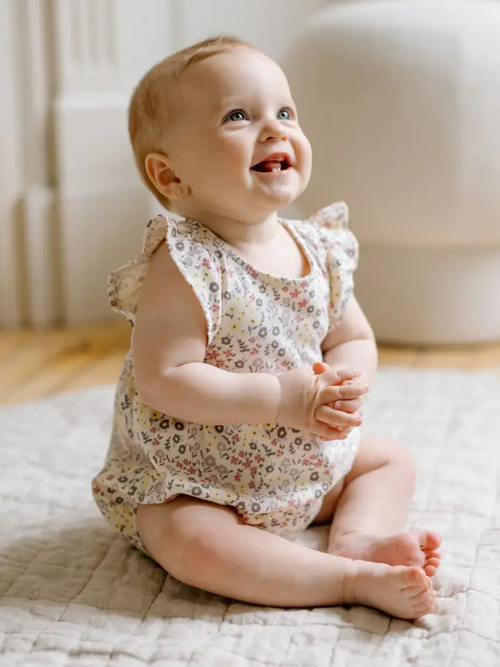Colored Organics - Organic Baby Sommer Romper in Giada Floral + Lilla