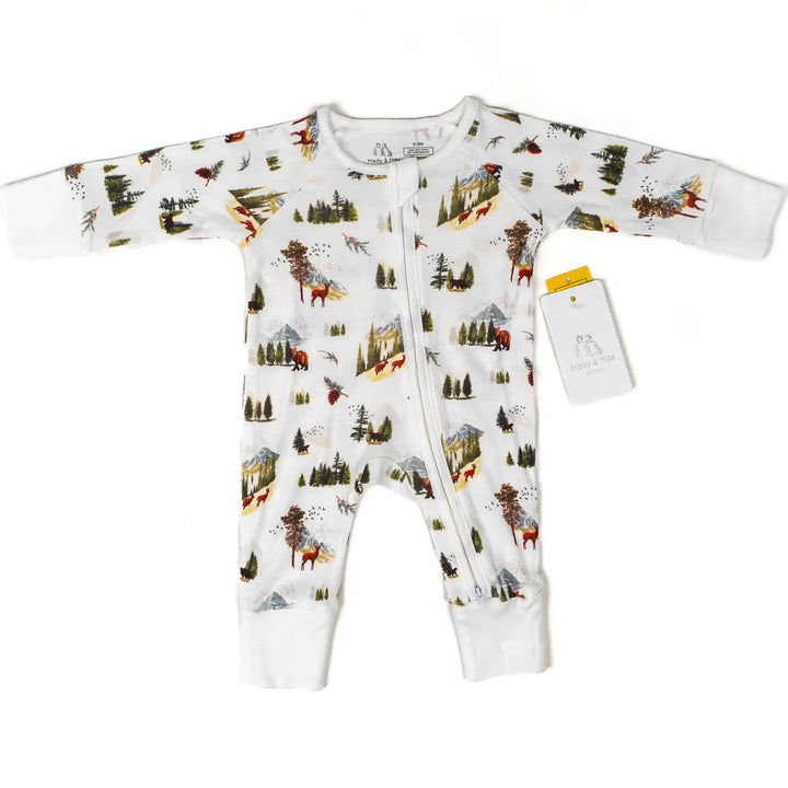 Mady & Max - Bamboo Cotton Blend Zip Onesie in Wilderness