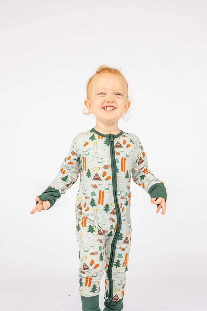 Emerson and Friends - Ski Day Winter Bamboo Convertible Baby Pajamas