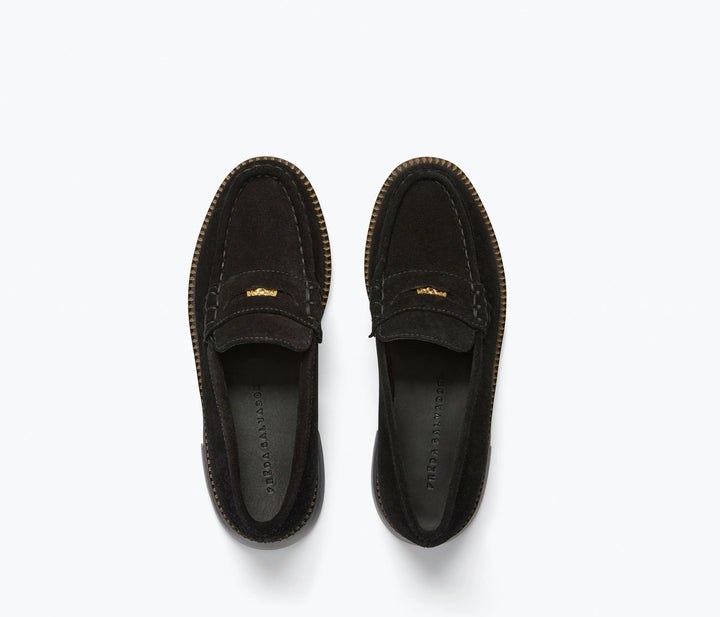 Freda Salvador – Elba Penny Loafer in Black Suede