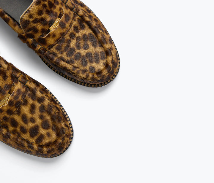 Freda Salvador – Elba Penny Loafer in Leopard Haircalf