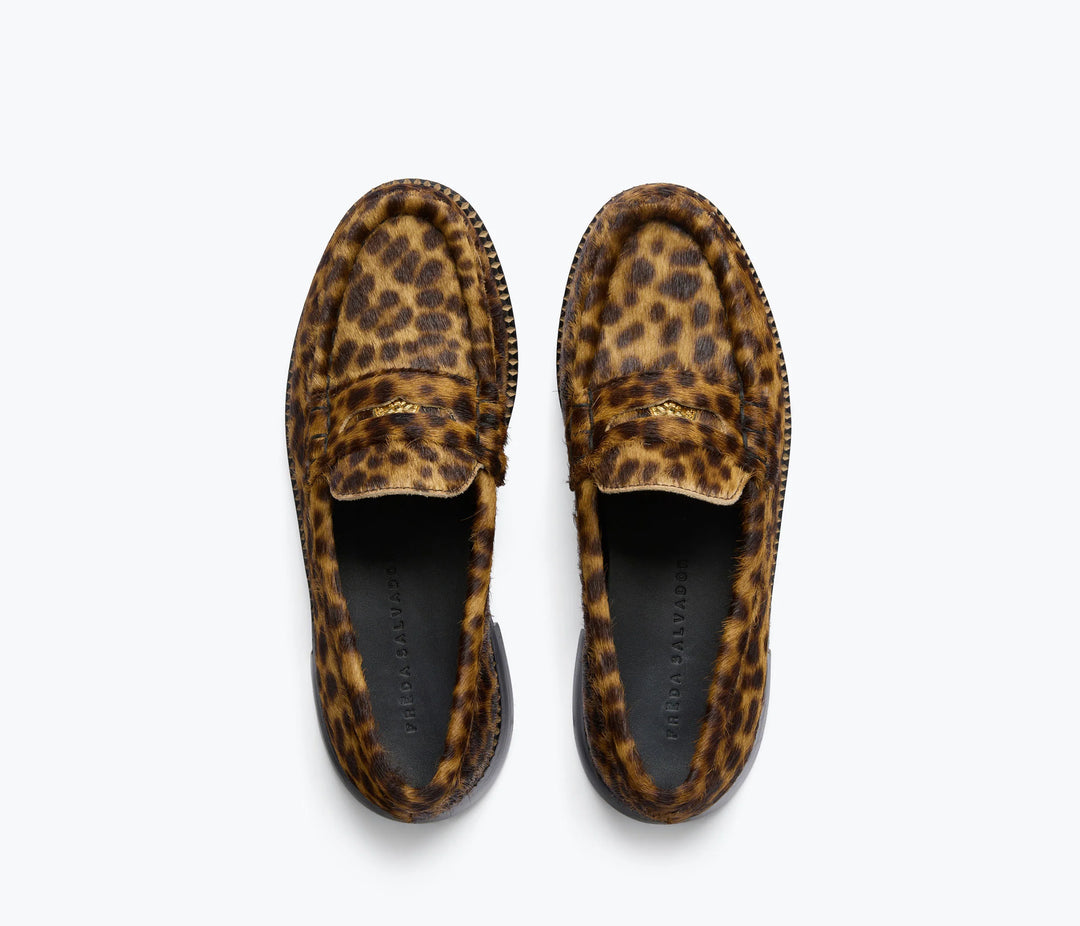 Freda Salvador – Elba Penny Loafer in Leopard Haircalf