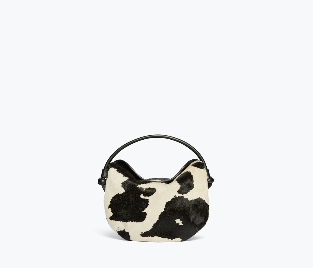 Freda Salvador - Elis Mini Crescent Bag in Black and White Haircalf