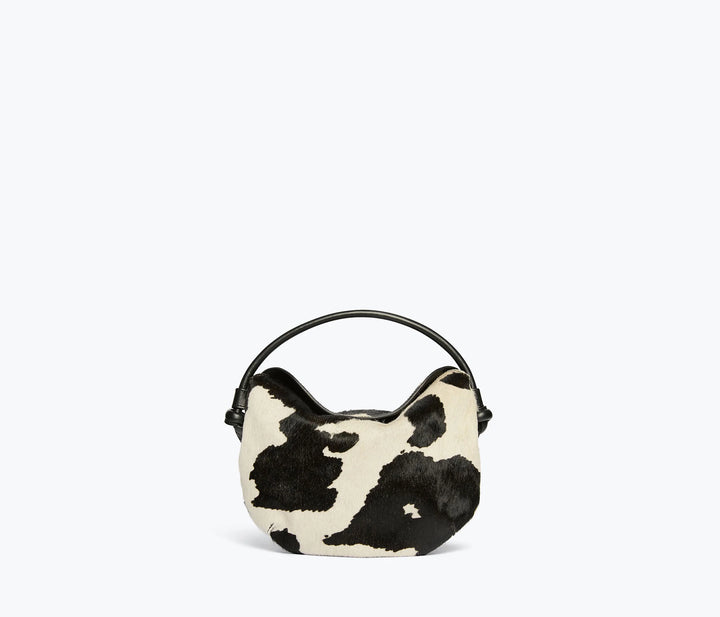 Freda Salvador - Elis Mini Crescent Bag in Black and White Haircalf