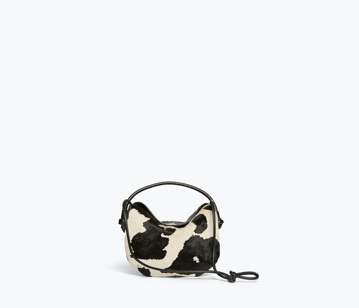 Freda Salvador - Elis Mini Crescent Bag in Black and White Haircalf