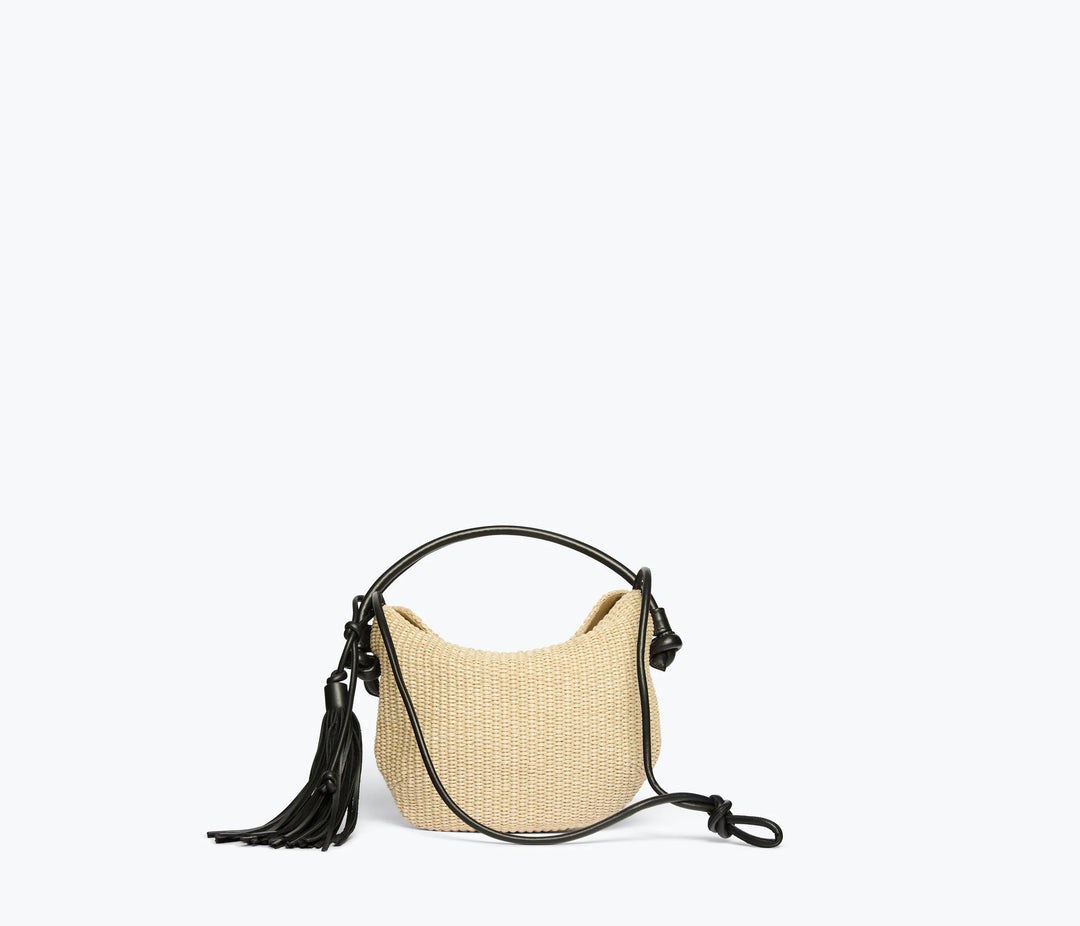Freda Salvador - Elis Mini Crescent Bag in Natural Raffia