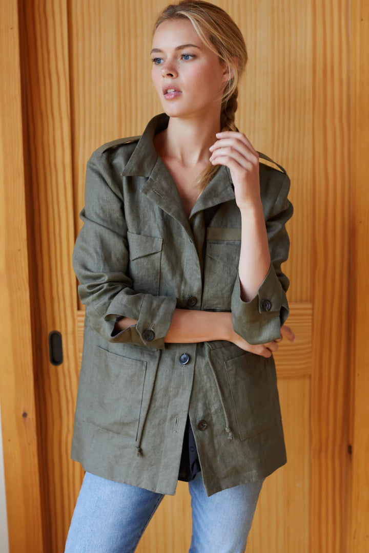 Emerson Fry - Little Army Jacket in Green Linen