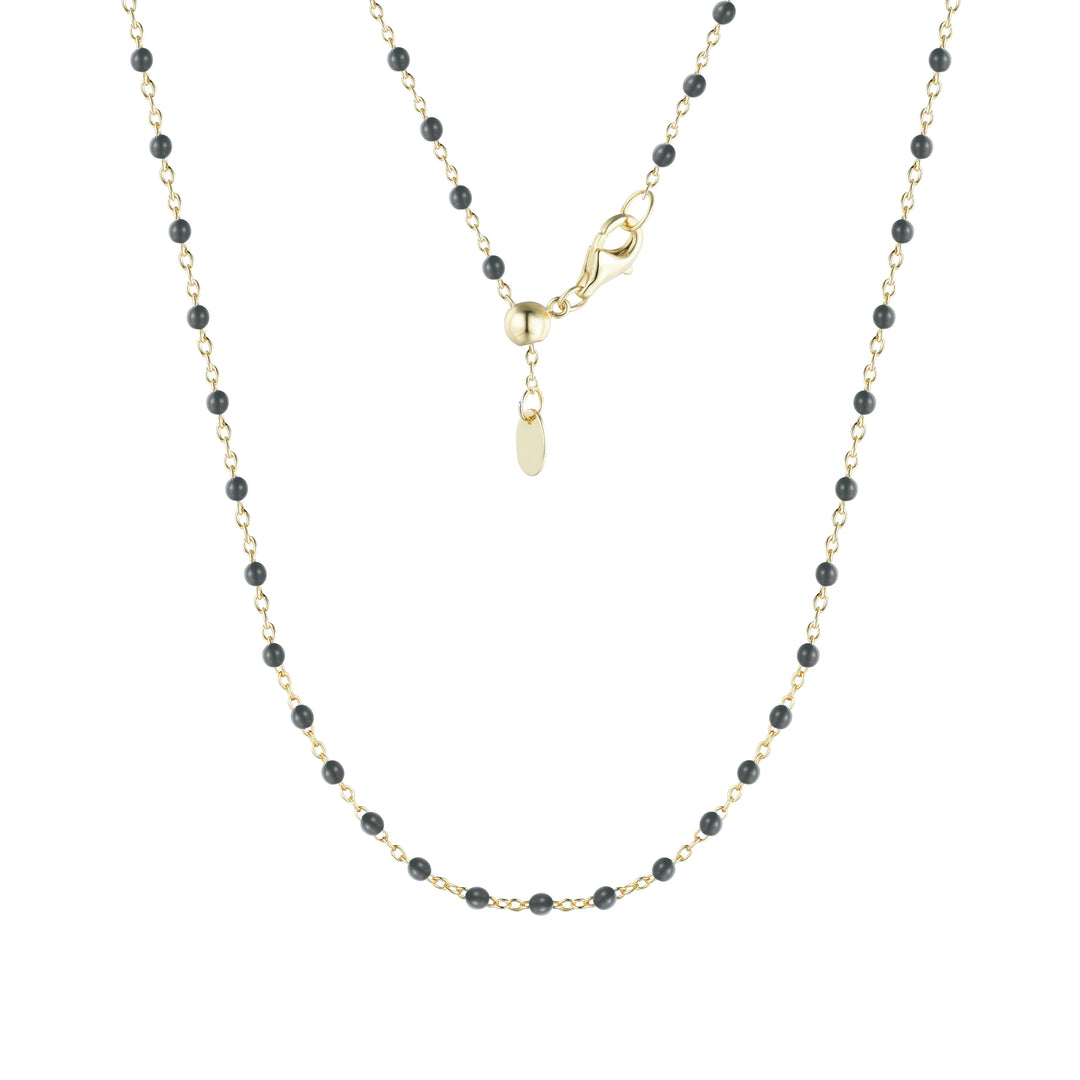 Enamel Beaded Chain Necklace in Black/Gold