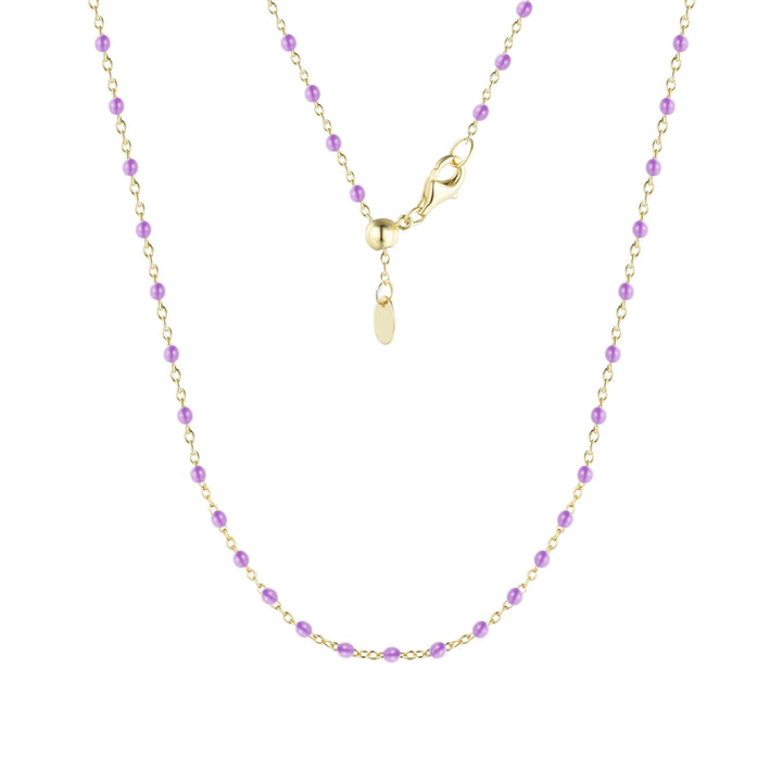 Enamel Beaded Chain Necklace in Lavender/Gold