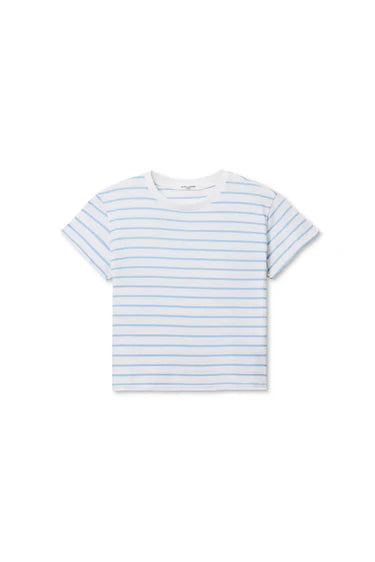 Perfect White Tee - Everett Jersey Short Sleeve Tee in Powder Blue Stripe