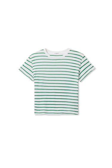 Perfect White Tee - Everett Jersey Short Sleeve Tee in Grass Stripe