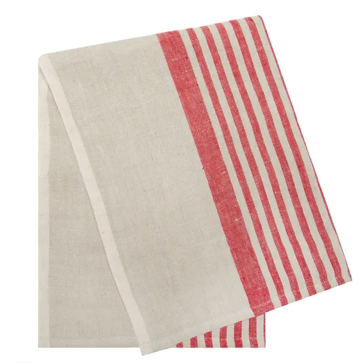 Caravan Set of 2 Chunky Linen Hand Towels in Red