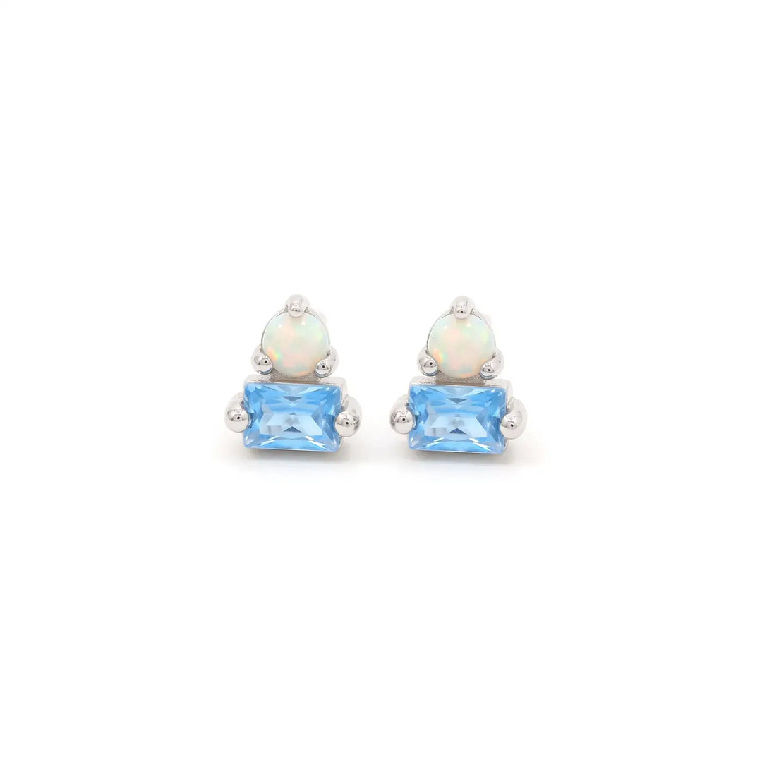 Kris Nations – Duo Stone Stud Earrings in 18K Gold Vermeil