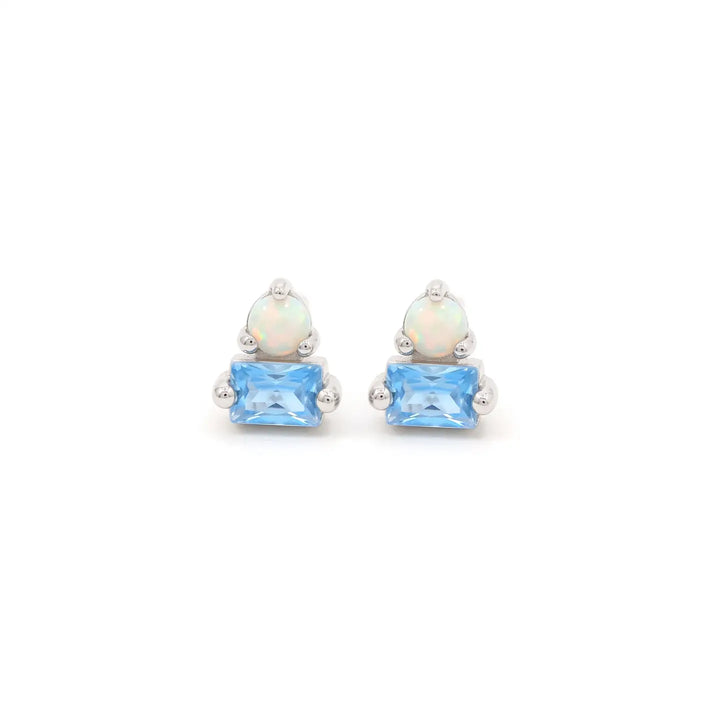 Kris Nations – Duo Stone Stud Earrings in 18K Gold Vermeil