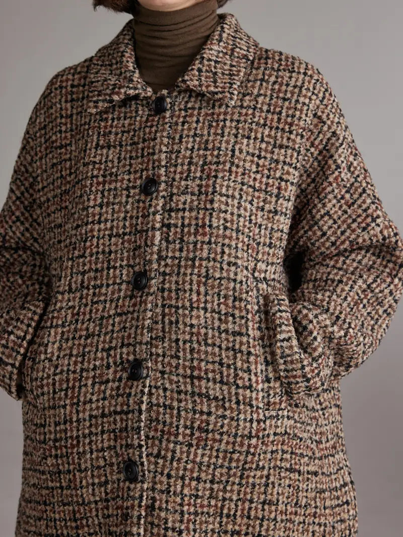 Amente – Wool Blend Tweed Coat in Brown and Black