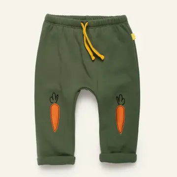 Mon Coeur – Embroidered Carrot Joggers in Green Pastures