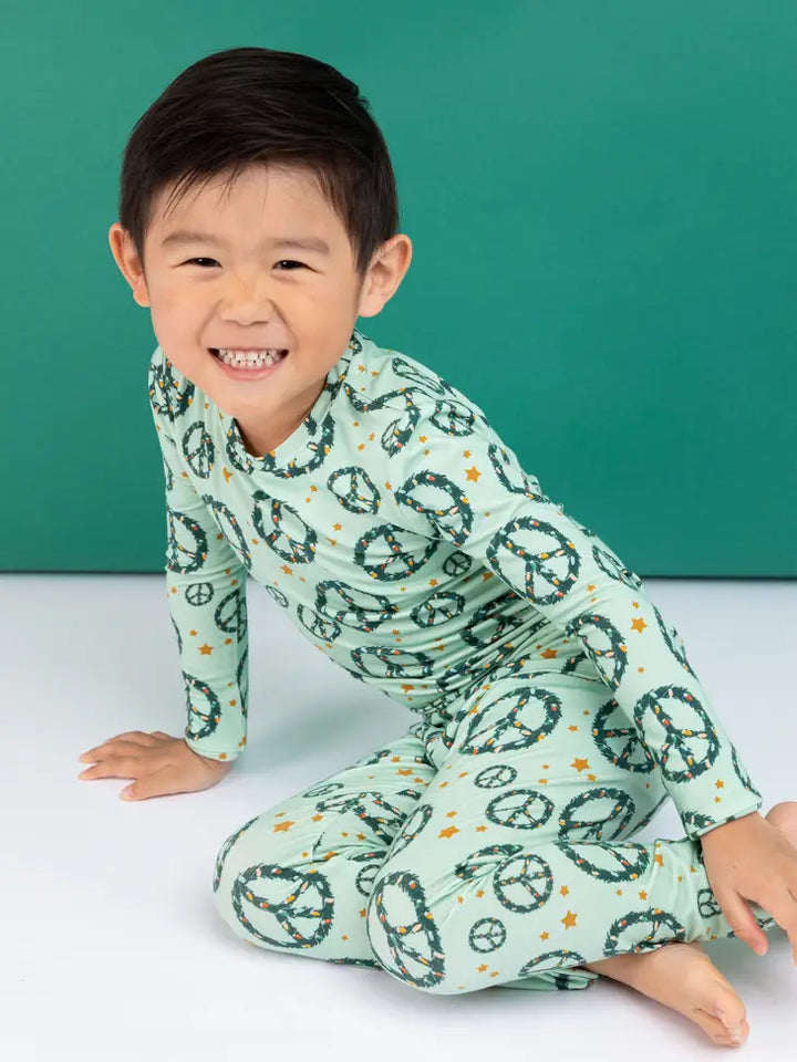 Bird and Bean – Bamboo Pajamas in Peace + Joy Christmas