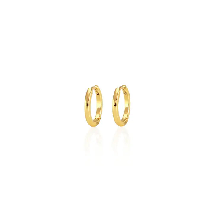 Kris Nations – Classic 12mm Hinged Huggie Hoop in 18K Gold Vermeil