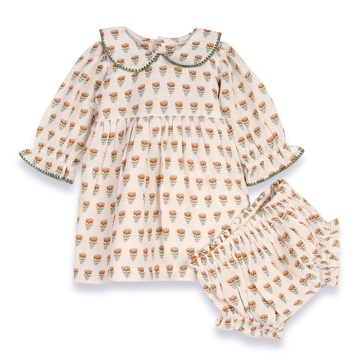 Viverano Organics - Ina Block Print Floral Dress + Bloomers