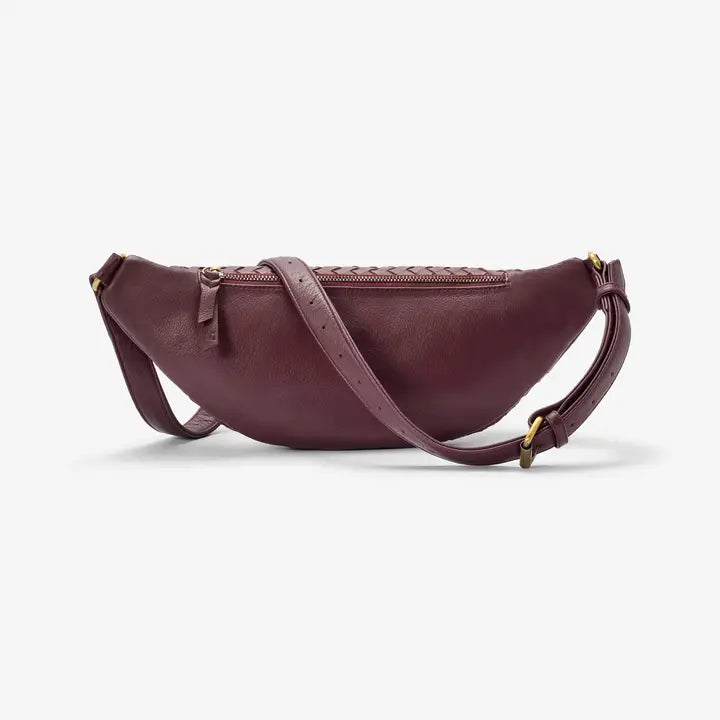 MANDRN - Woven Atlas Fanny Pack in Burgundy