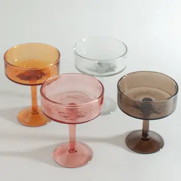 Creative Women - Handblown Hammered Coupe Cocktail Glass in Amber