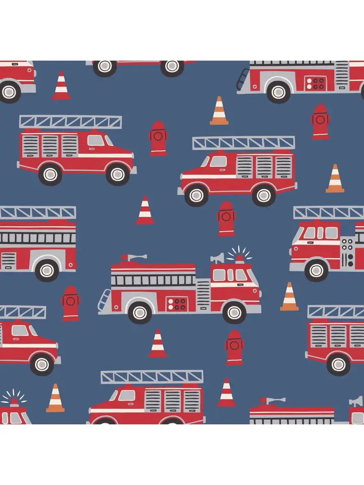 Sweet Bamboo – Convertible Bamboo Romper in Cameron Fire Truck