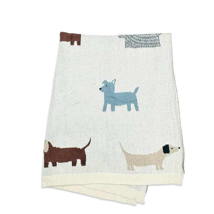 Organic Cotton Jacquard Knit Baby Blanket in Buddy Dog