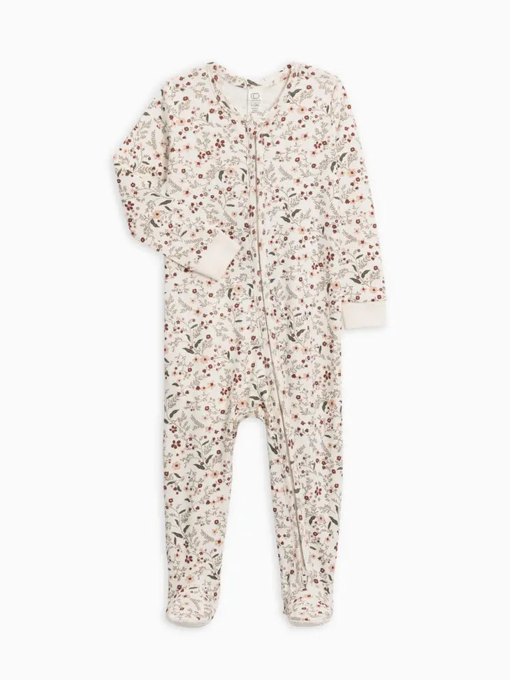 Colored Organics - Peyton Footed Sleeper in Hailey Floral Fawn