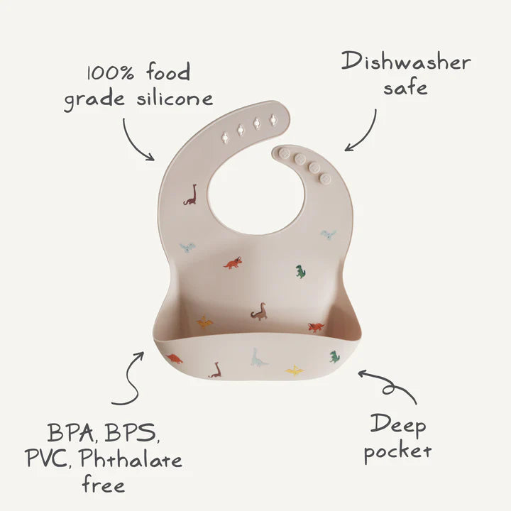 Mushie - Silicone Baby Bib in Rocket Ship