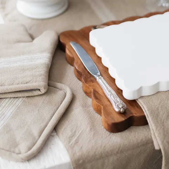 Etu Home - Pot Holder Set of 2 in Vintage White Stripe