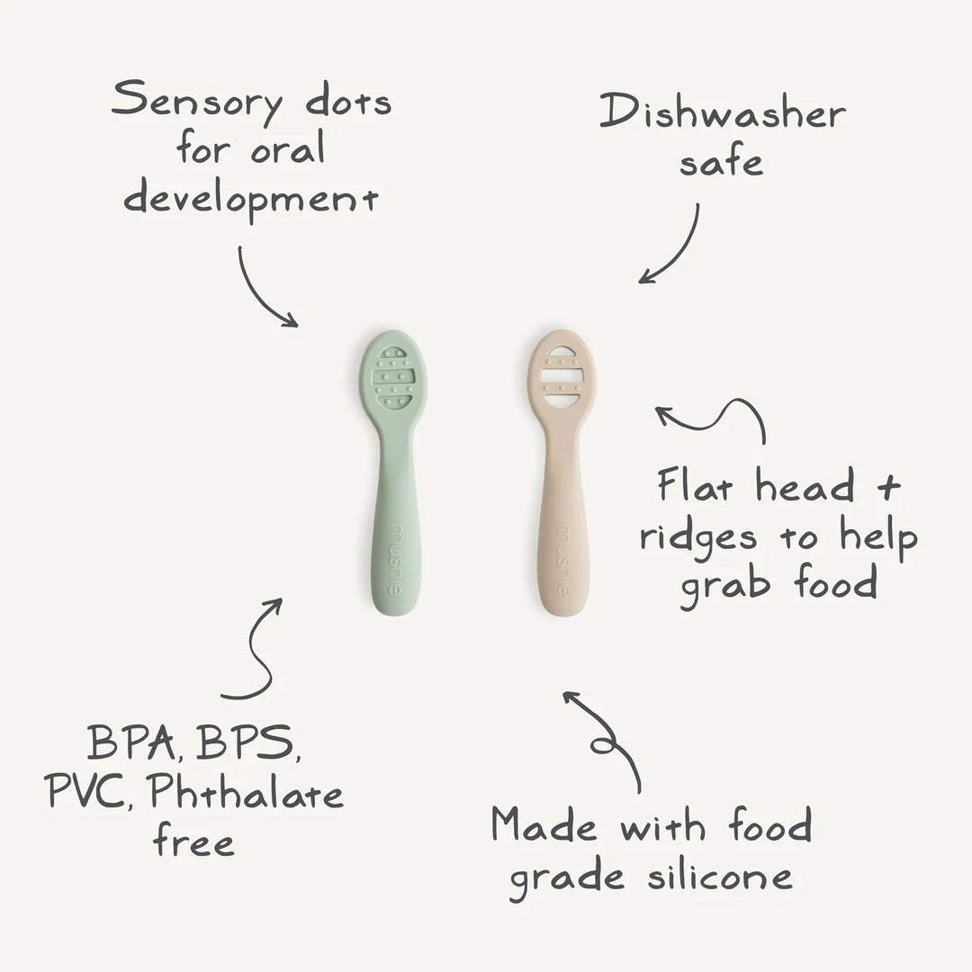 Mushie - First Feeding Baby Spoons 2-Pack in Rose / Soft Lilac