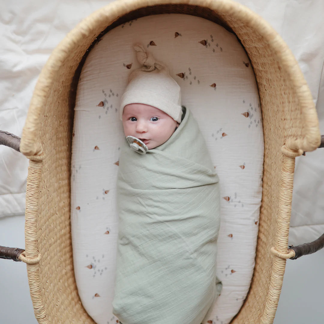 Mushie - Muslin Swaddle Blanket Organic Cotton in Boats