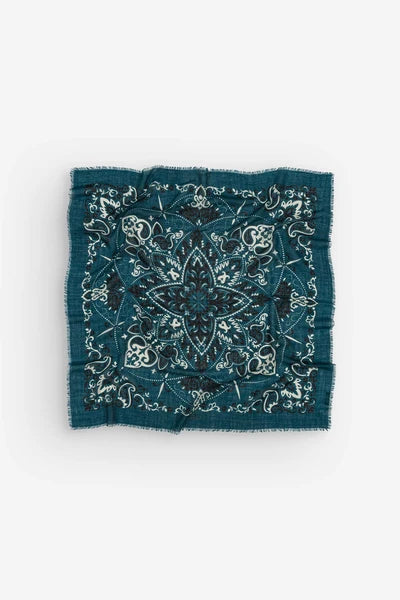 Maison Lecomte Flament – Wool Silk Blend Bandana in Petrol