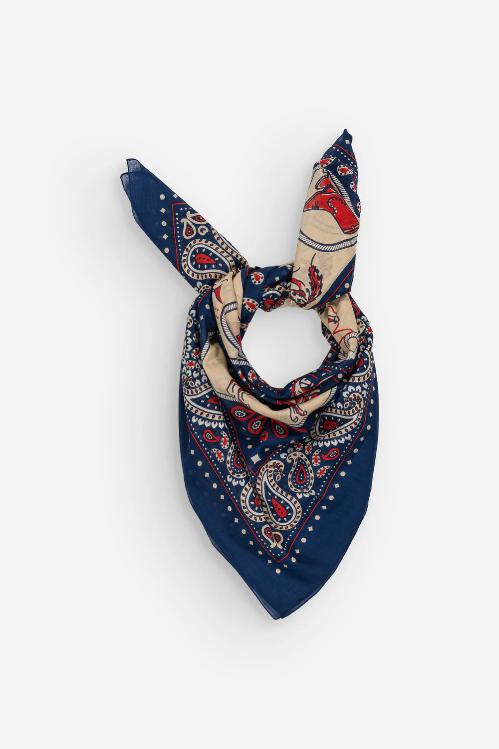 Maison Lecomte Flament – Cotton Bandana Scarf in Rodeo Navy