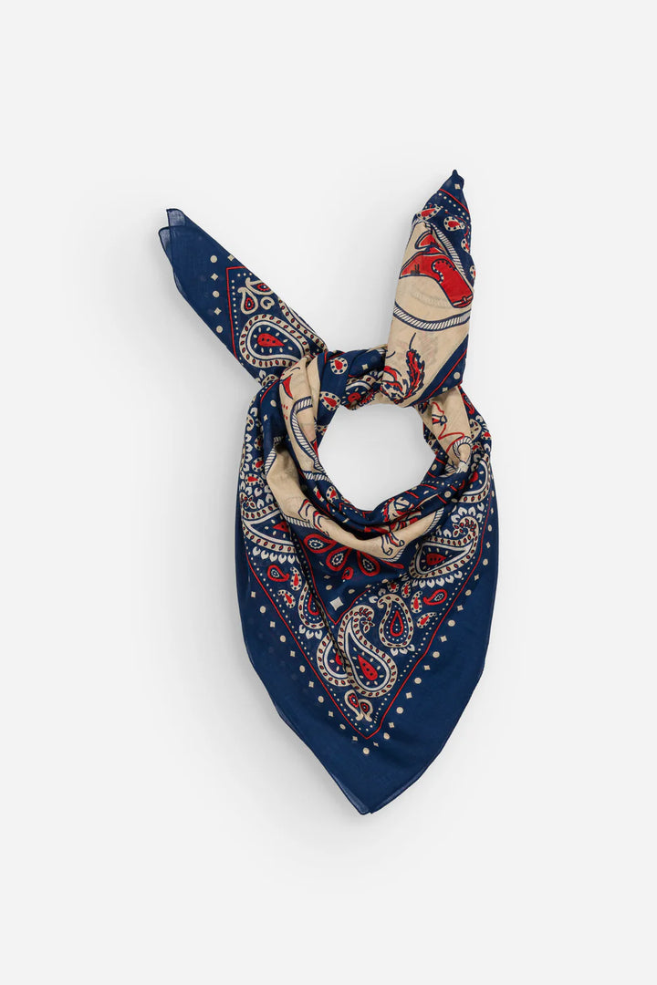 Maison Lecomte Flament – Cotton Bandana Scarf in Rodeo Navy