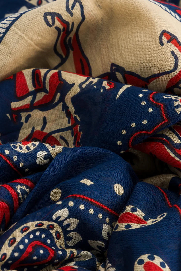 Maison Lecomte Flament – Cotton Bandana Scarf in Rodeo Navy