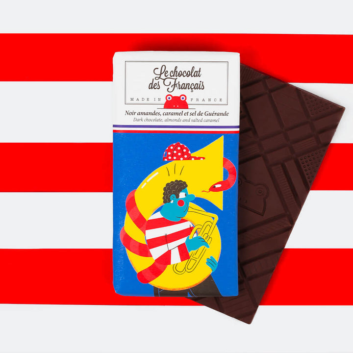 Le Chocolat des Francais – Serpent Extra Dark Chocolate, Almonds & Salted Caramel