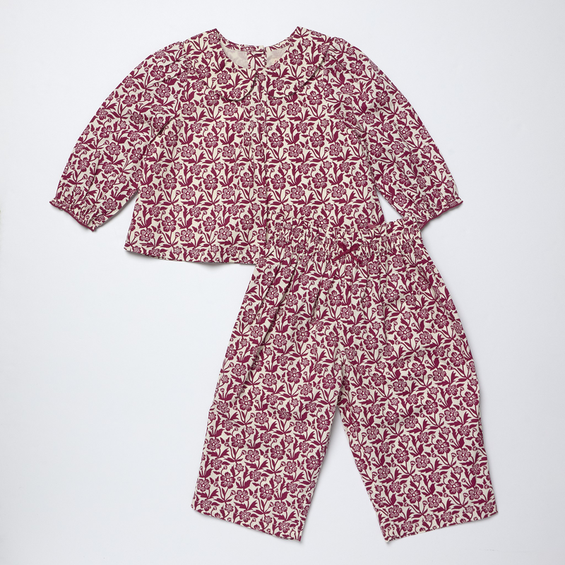 Pink Chicken – Dawson Pant Set in Burgundy Floral