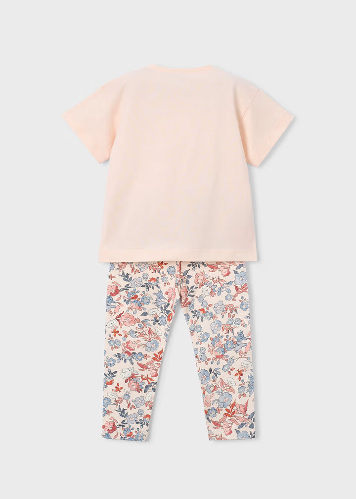Mayoral – Printed Legging & Tee Set in Salmon Flowers