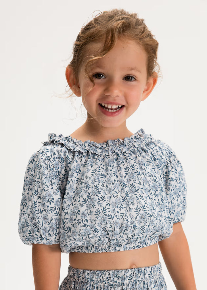 Mayoral – Printed Top in Sky Blue