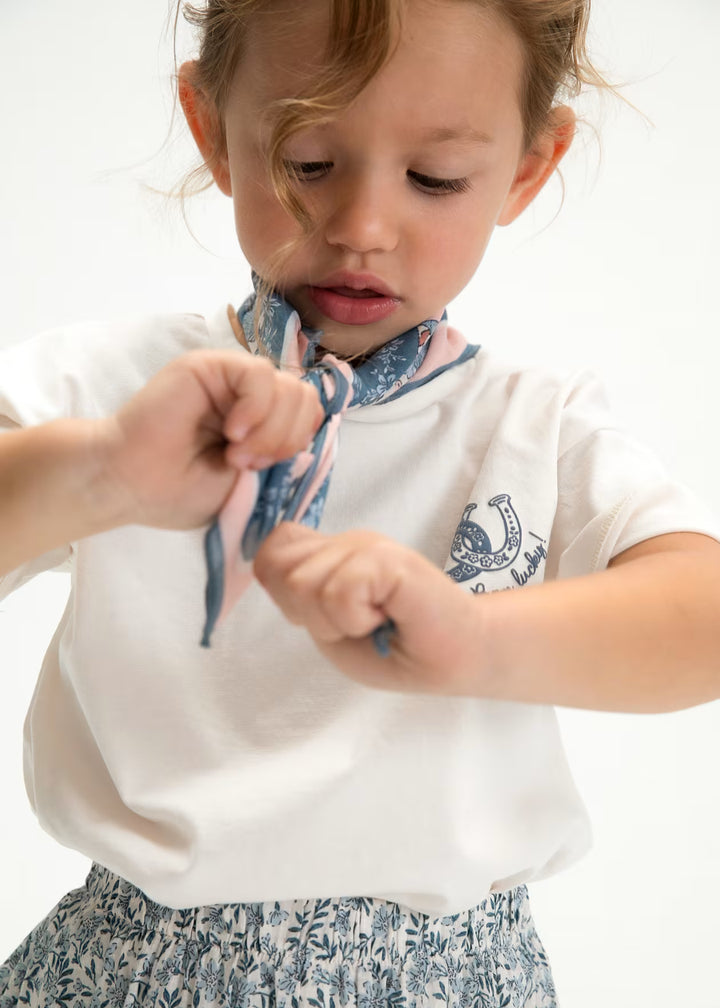 Mayoral – Short Sleeve Tee with Bandana in Bone / Sky Blue