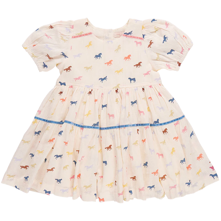 Pink Chicken – Girls Charlie Dress in Tiny Horses