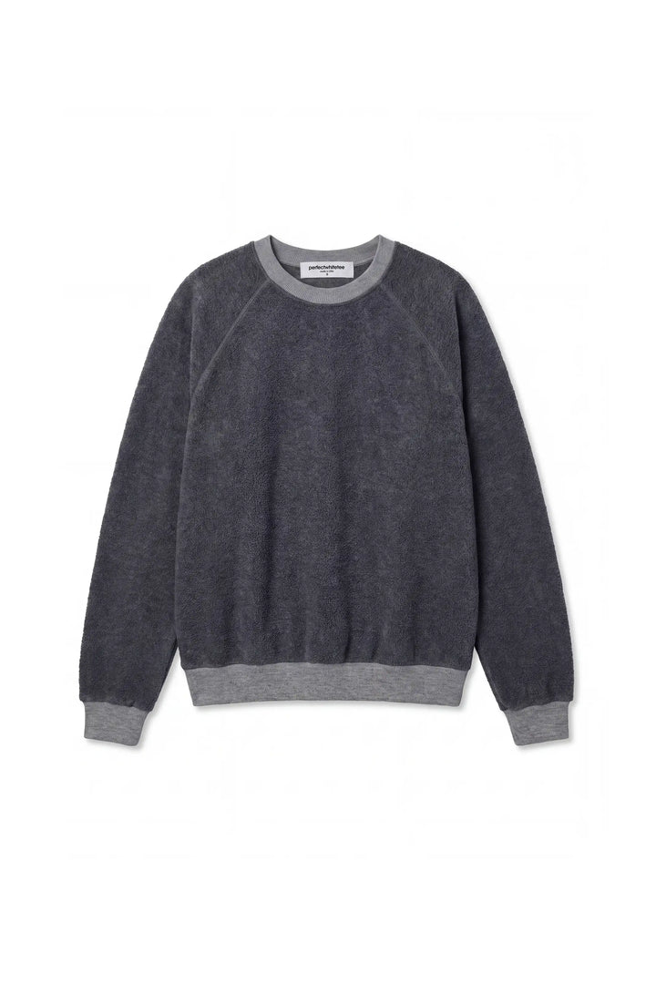 Perfect White Tee - Ziggy Reverse Fleece Oversize Crewneck in Dark Heather Grey