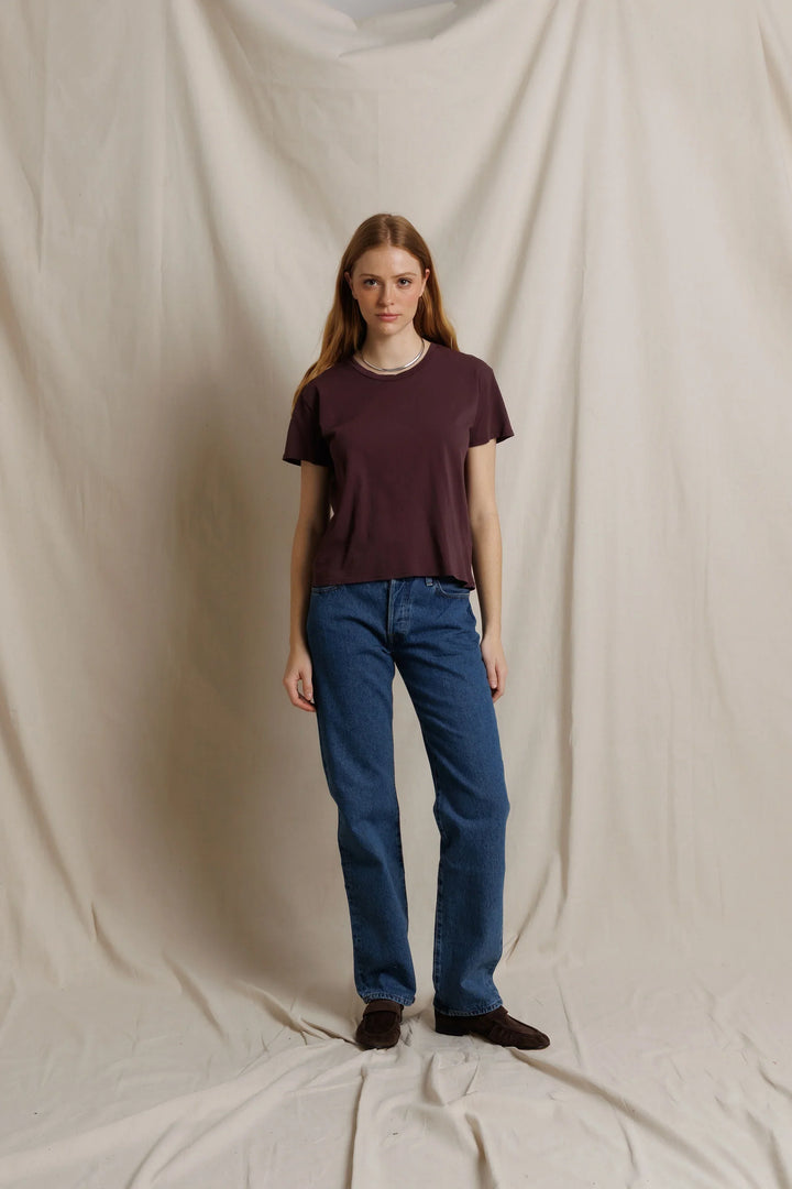 Perfect White Tee - Harley Boxy Crew in Cherry Lacquer
